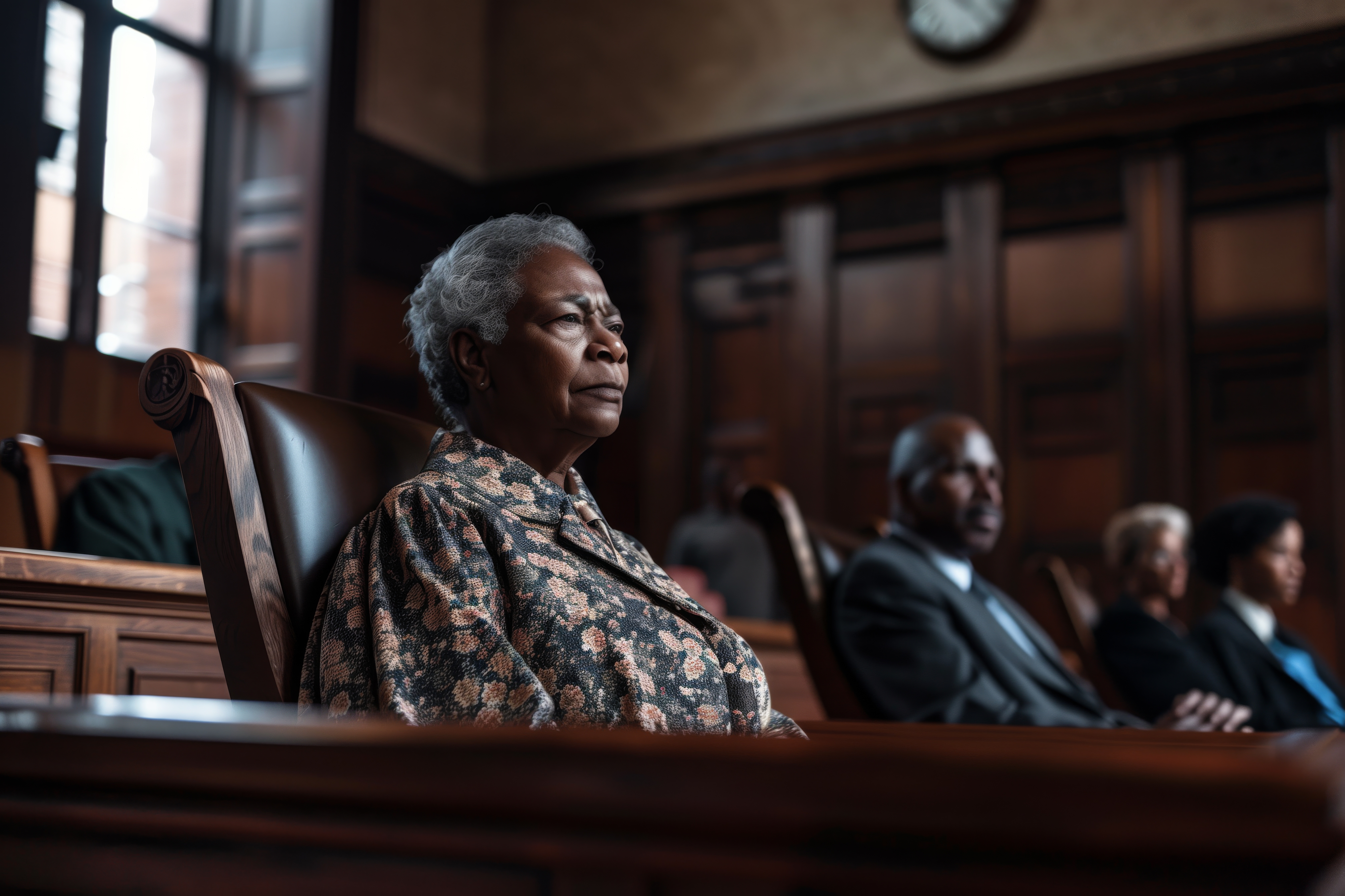 Senior juror in an Ohio courtroom listening attentively during a criminal trial—illustrating reasonable doubt in Ohio and the prosecution’s high burden of proof in Columbus criminal defense cases