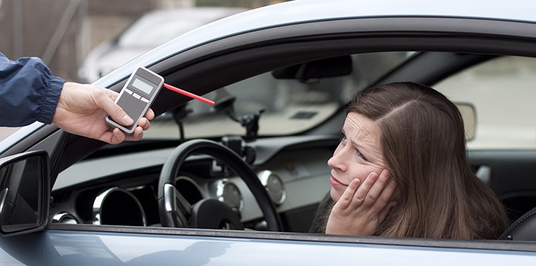 Woman about to be given BAC Test