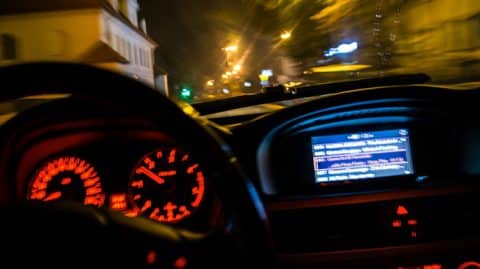 Blurry image of a car dashboard