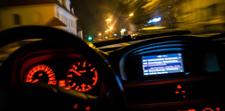 Blurry image of a car dashboard