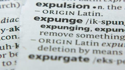 close up of dictionary definition of expunge