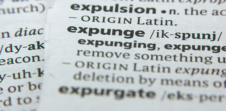 close up of dictionary definition of expunge